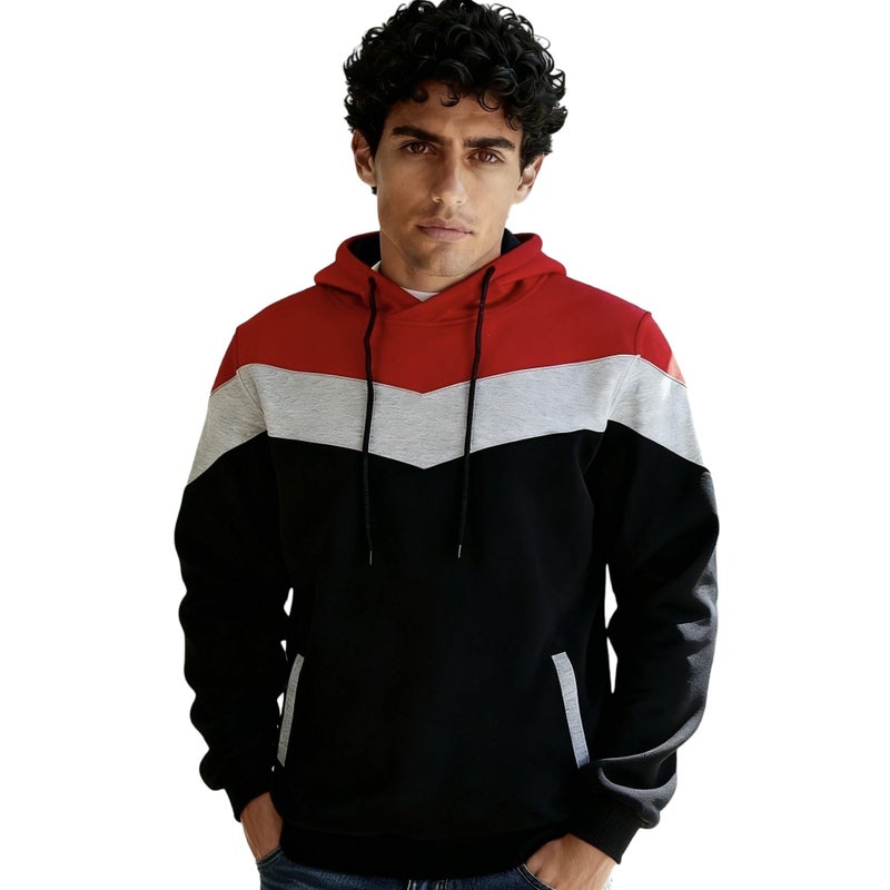 Mooncolour Mens Novelty Color Block Hoodies Cozy Sport Autumn Outwear 0163_black US Medium - Image 1
